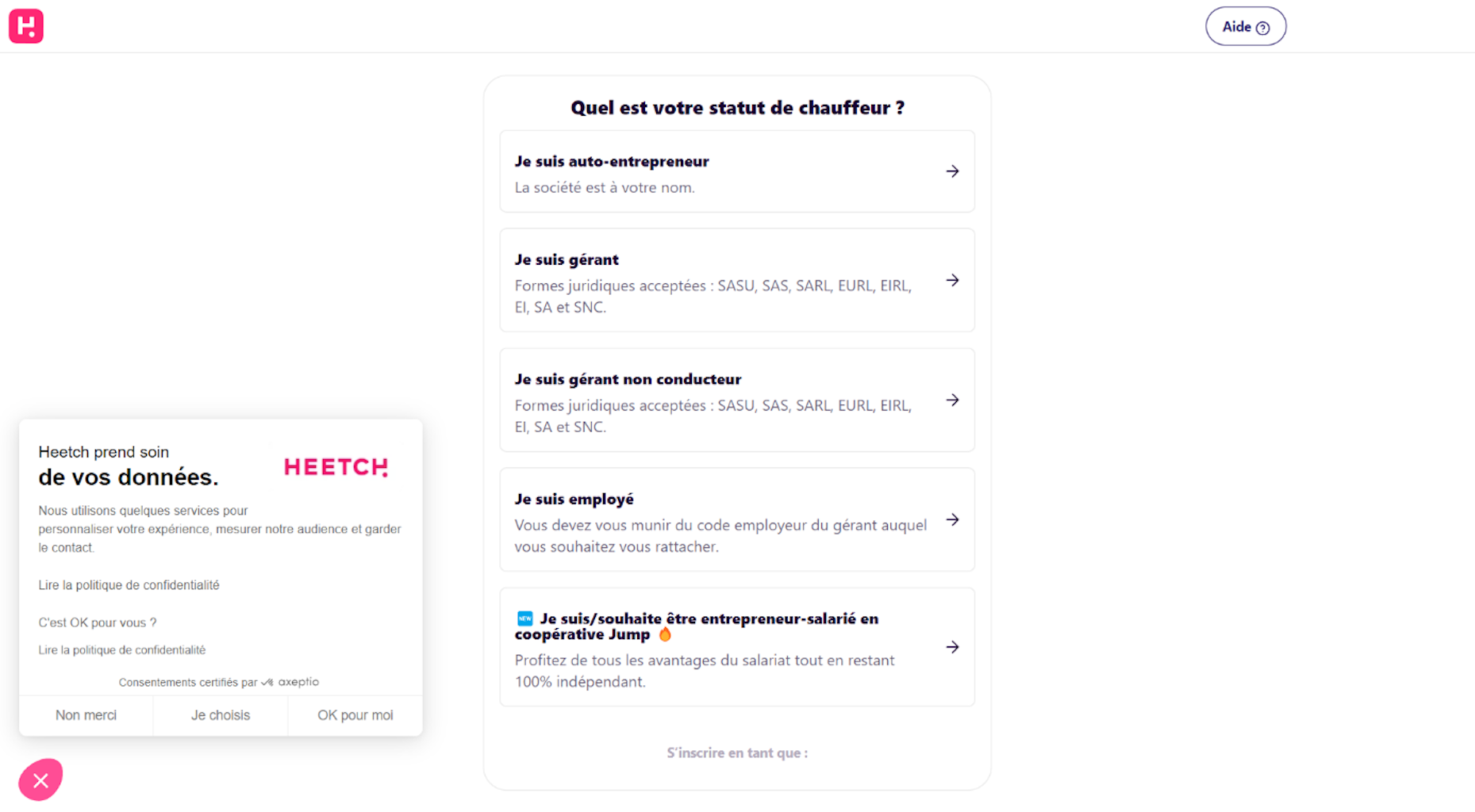 Documents pour devenir chauffeur Heetch