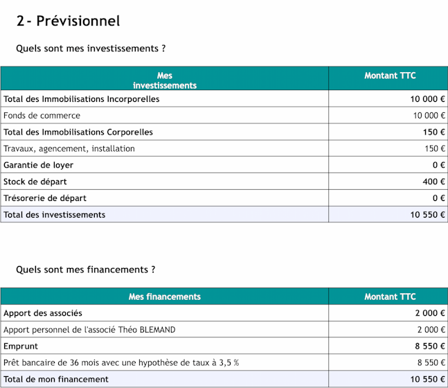 Prévisionnel d’un auto-entrepreneur Prévisionnel d’un auto-entrepreneur