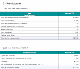 Prévisionnel d’un auto-entrepreneur