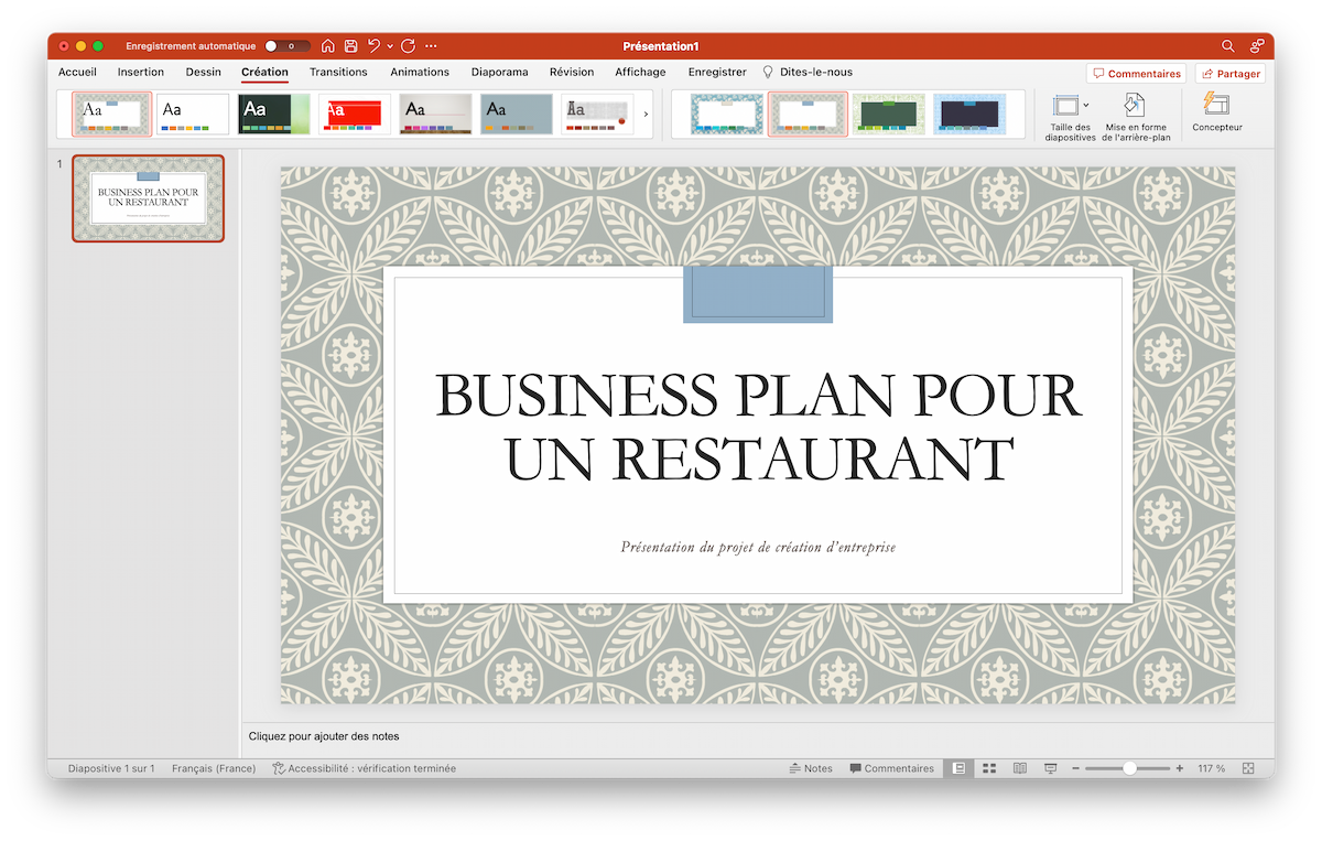 Modèle de business plan PowerPoint