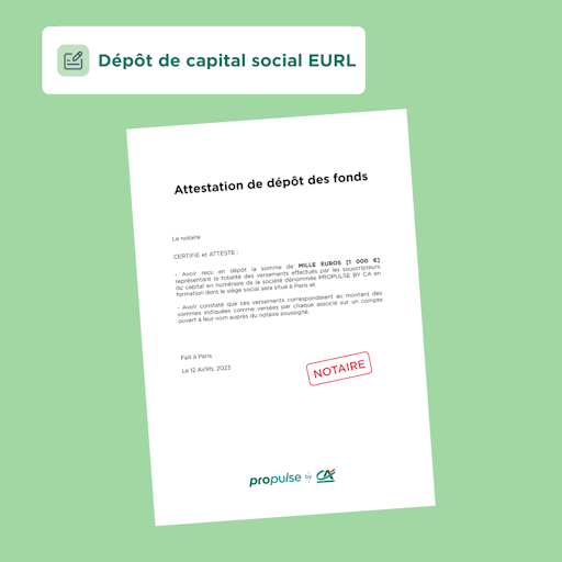 Dépôt de capital social en EURL