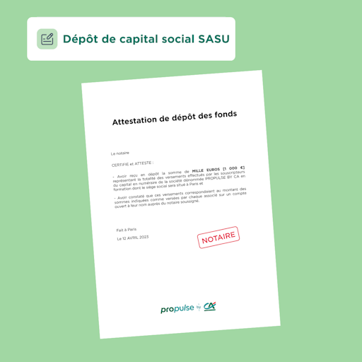 Dépôt de capital social en SASU