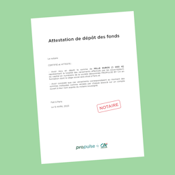 Attestation de dépôt de fonds