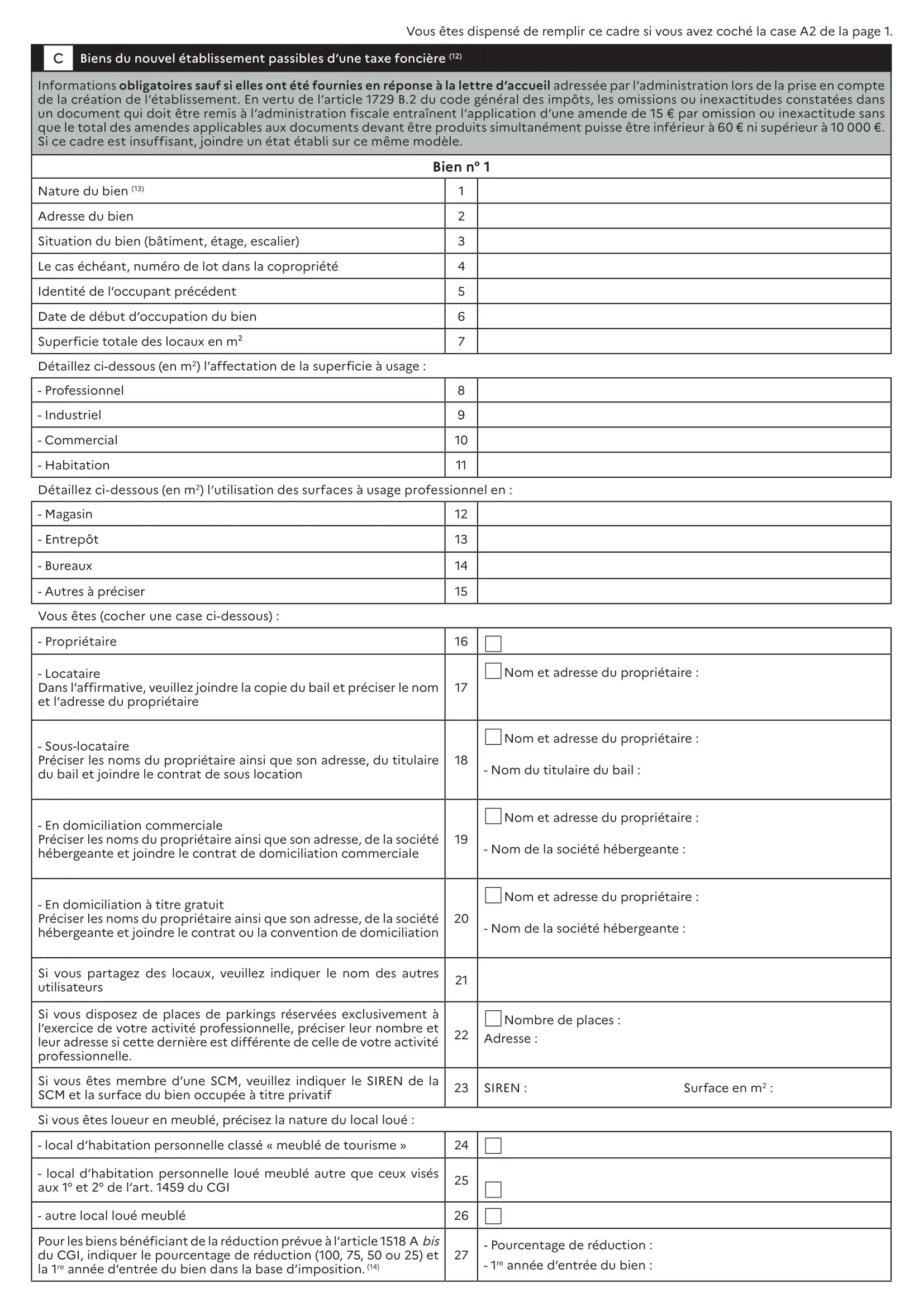 Formulaire CFE 1447-C-SD partie C