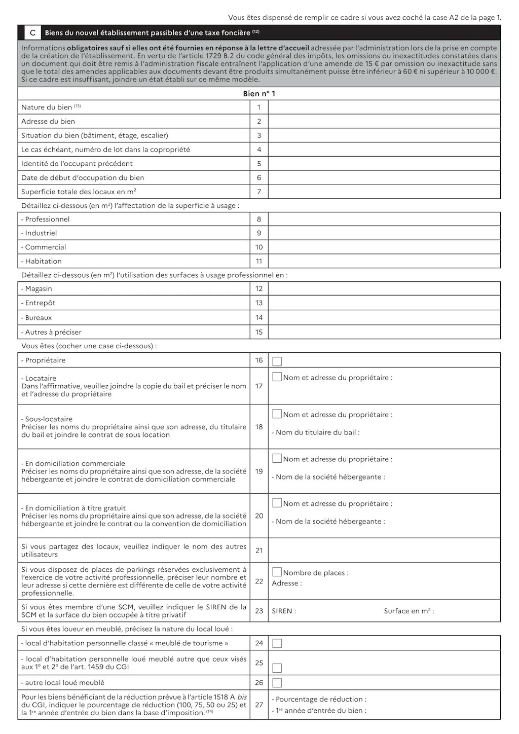Formulaire CFE 1447-C-SD partie C