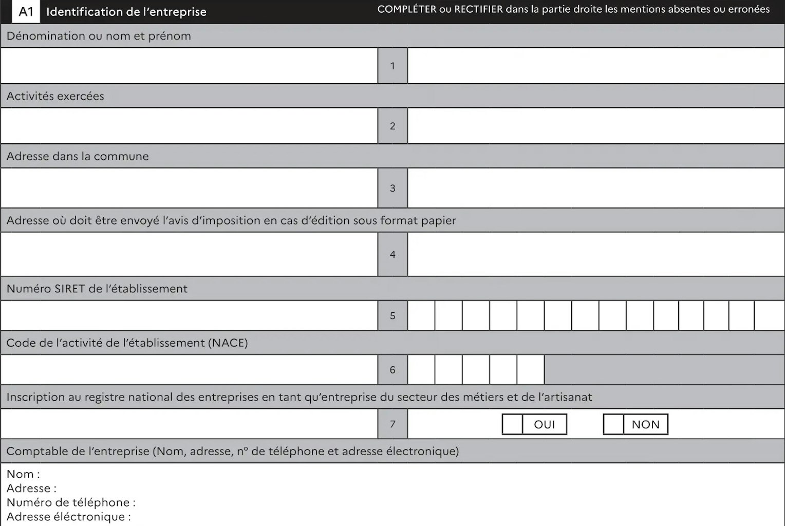 Formulaire CFE 1447-C-SD partie A1 Formulaire CFE 1447-C-SD partie A1