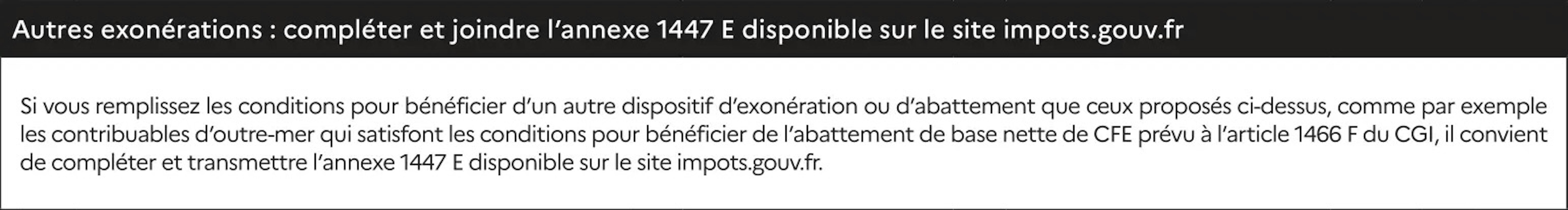 Formulaire CFE 1447-C-SD exonération