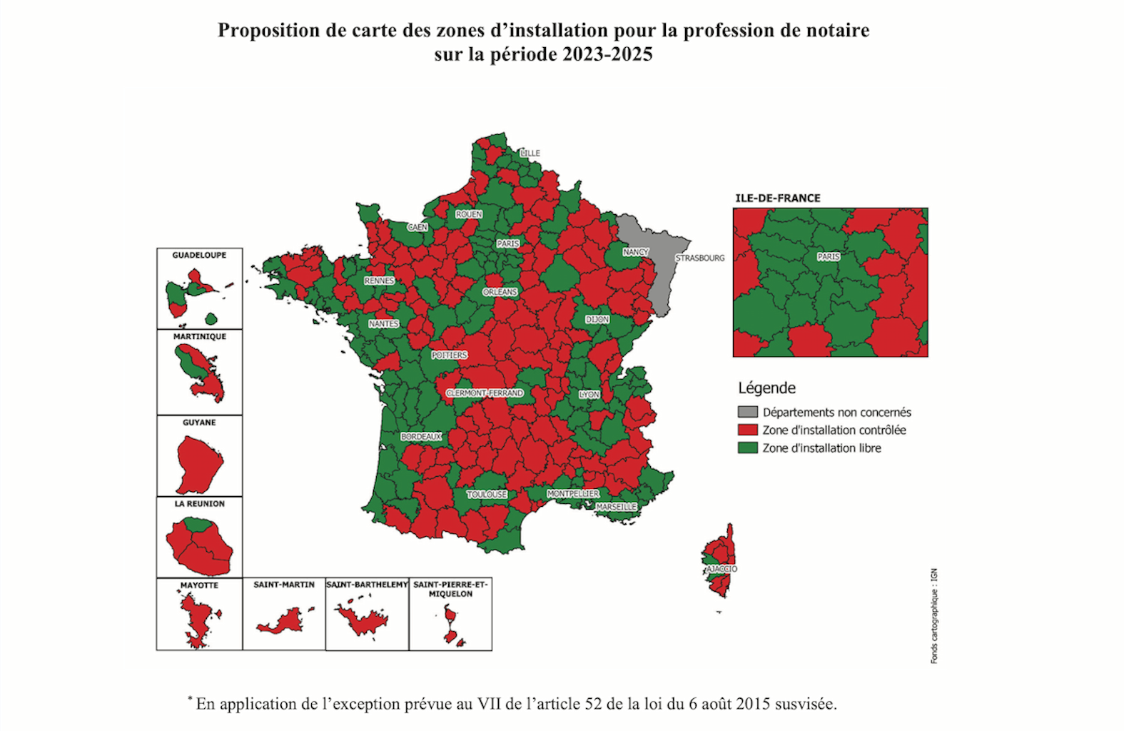 Carte zones installation notaires 2023-2025
