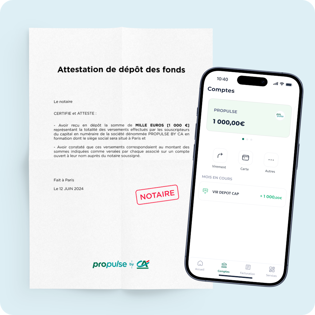 Depot de capital social en ligne Propulse by CA