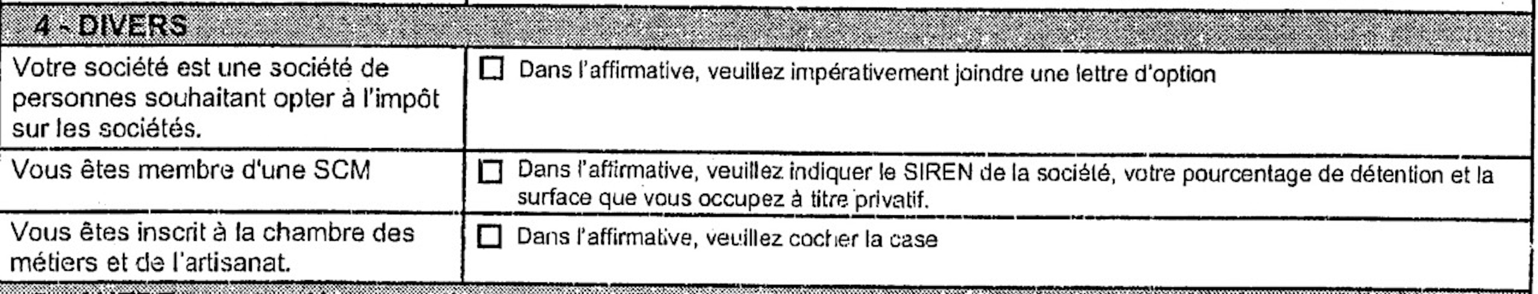 Questionnaire relatif à l'activité professionnelle (Divers)