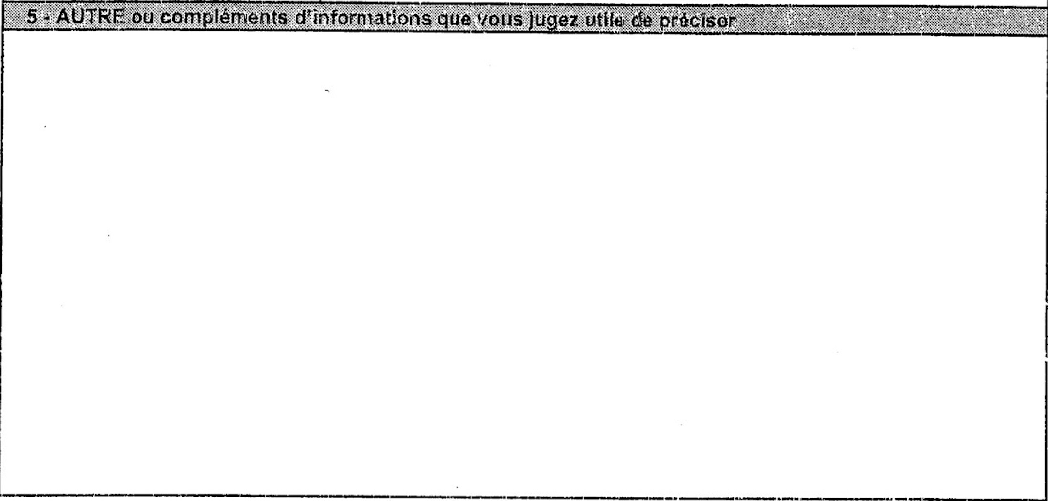 Questionnaire relatif à l'activité professionnelle (Autre)