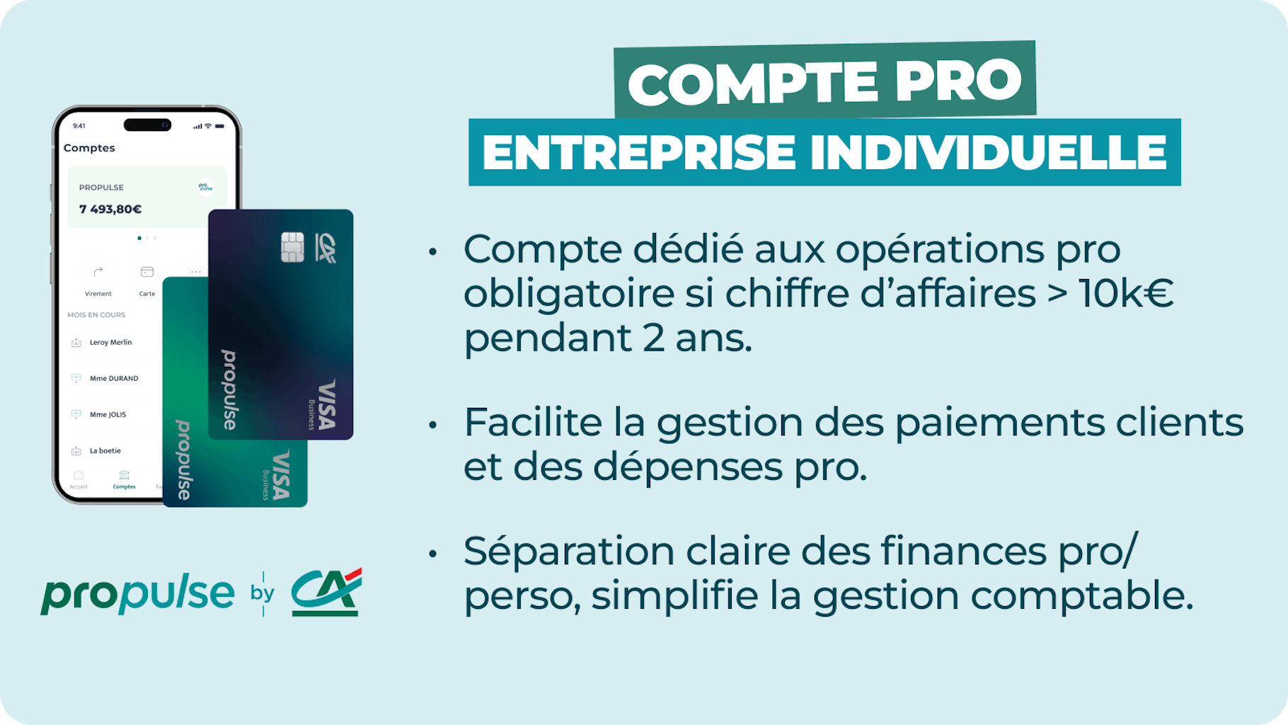 Infographie compte professionnel Entreprise Individuelle