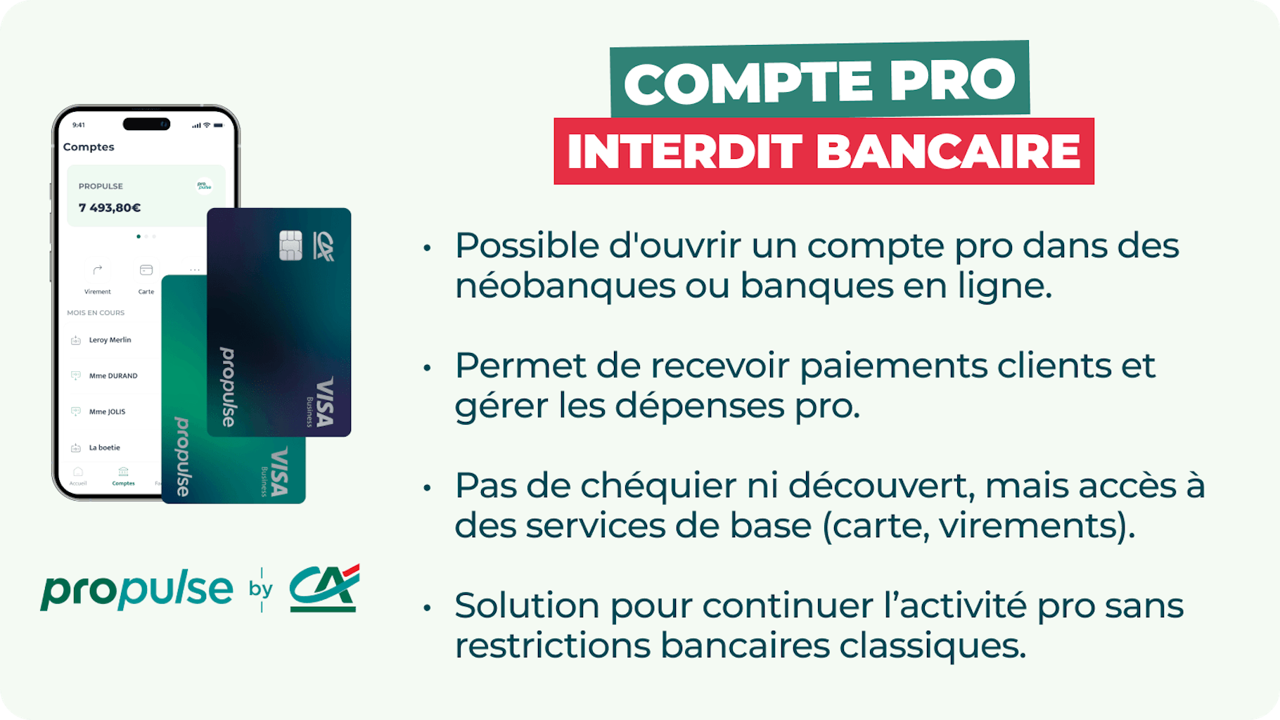 Infographie compte professionnel pour interdit bancaire