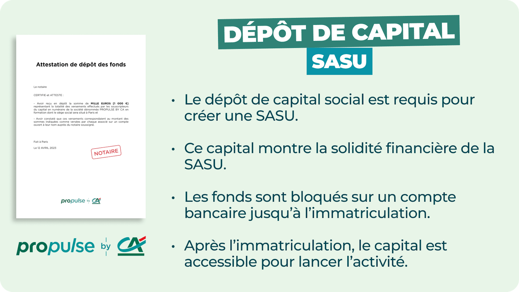 Infographie dépôt de capital social en SASU