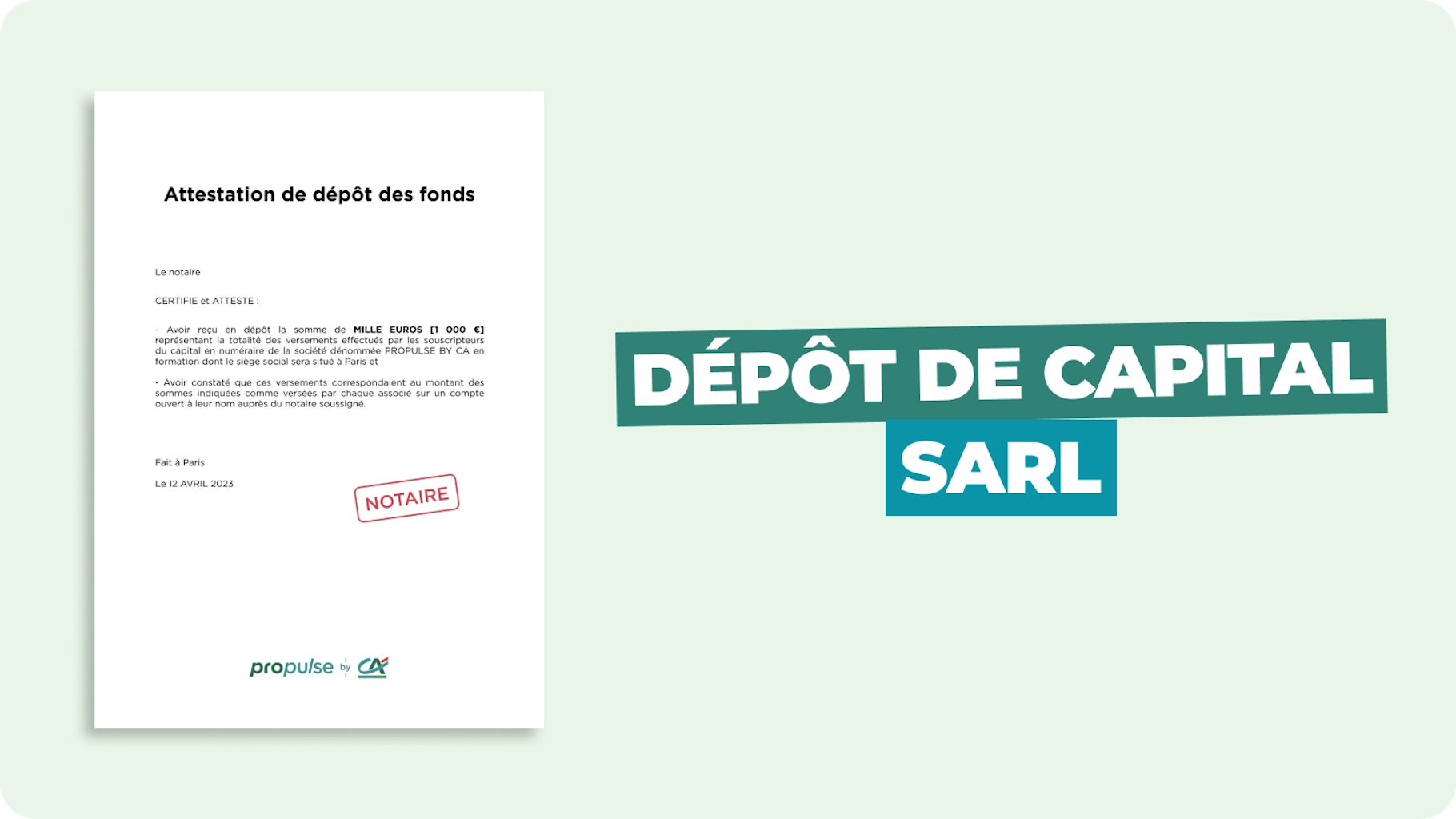 Dépôt de capital social SARL