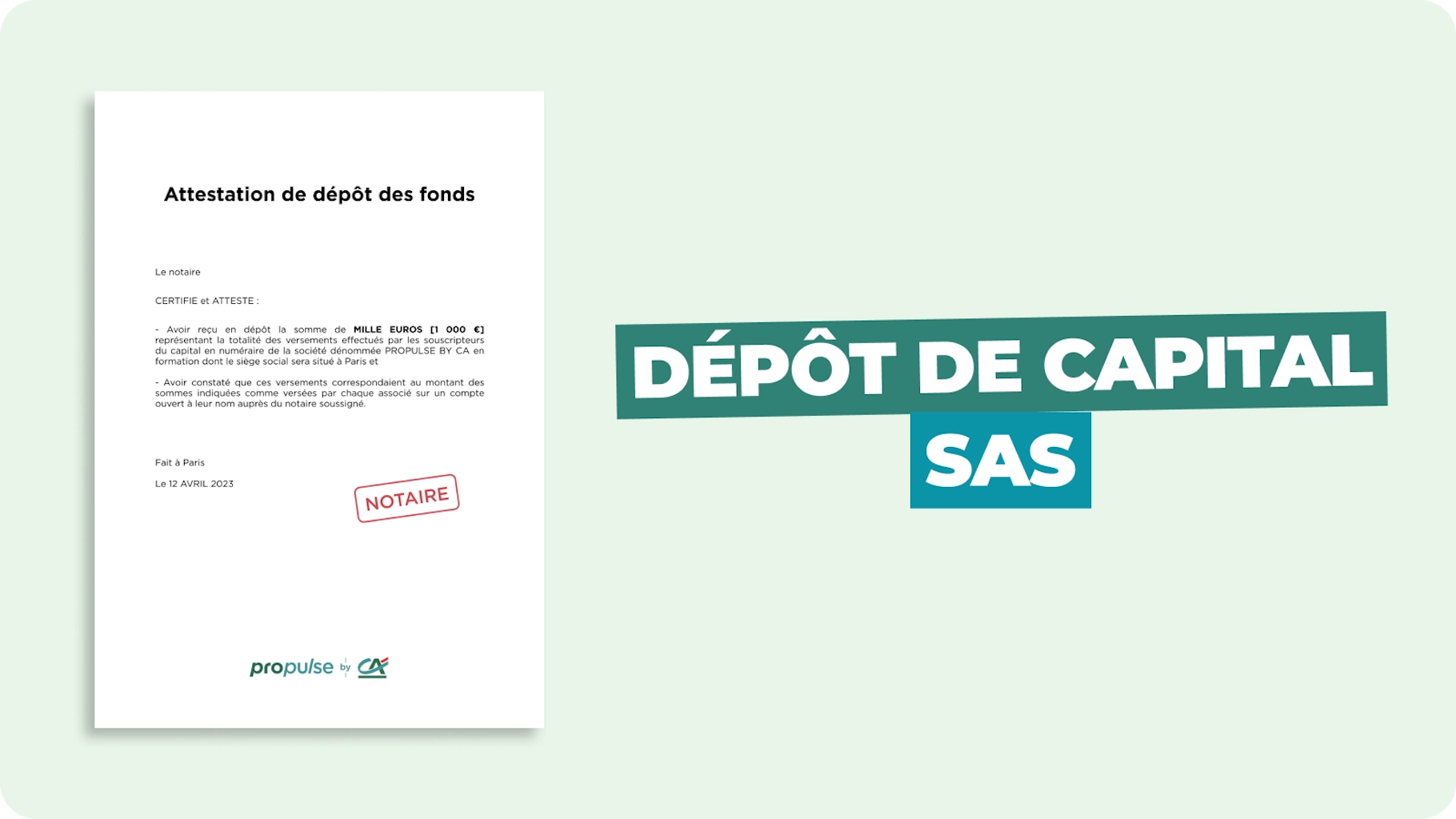 Dépôt de capital social SAS