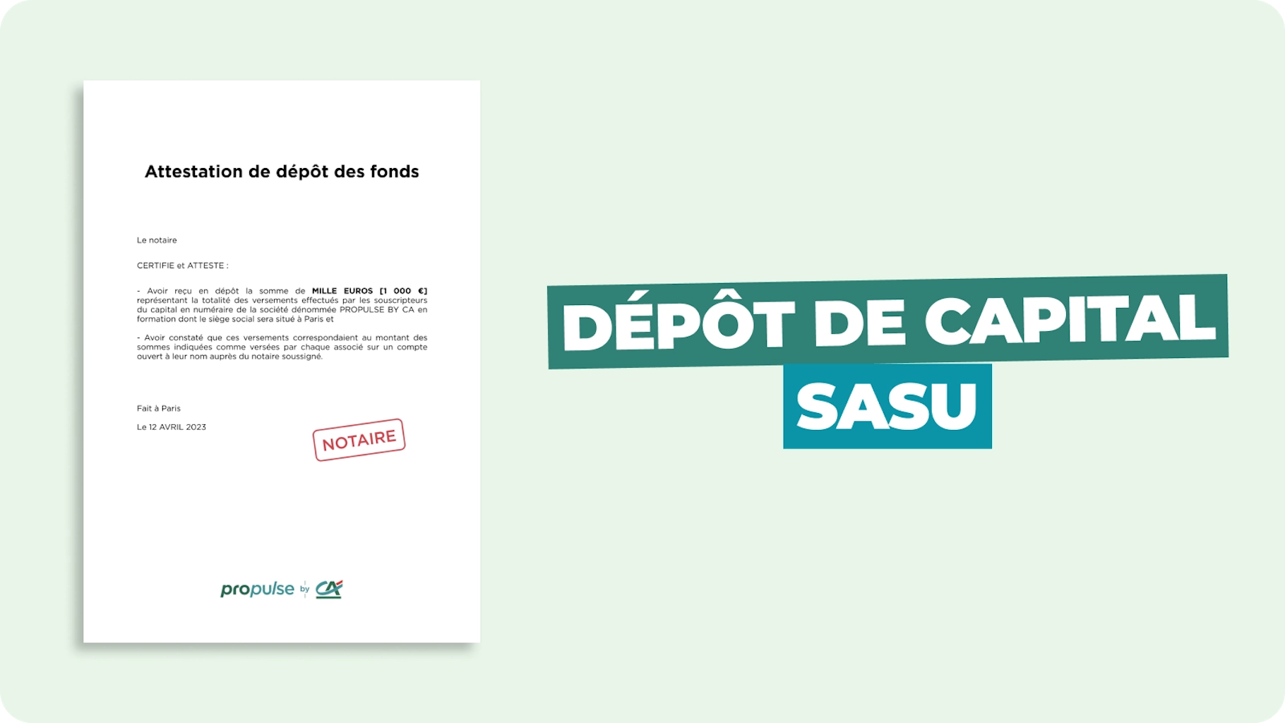 Dépôt de capital social SASU