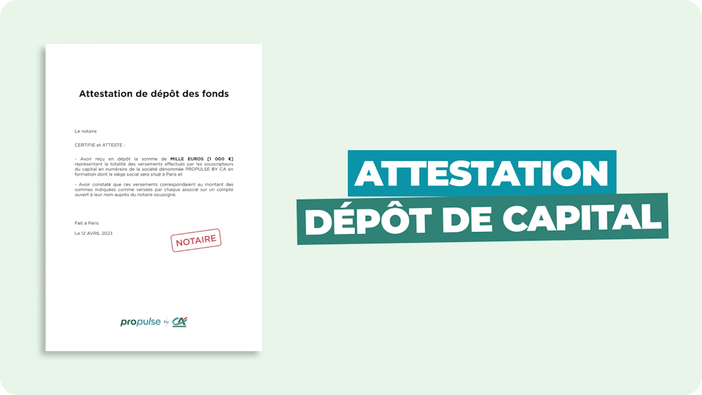 Attestation de dépôt de capital social Attestation de dépôt de capital social