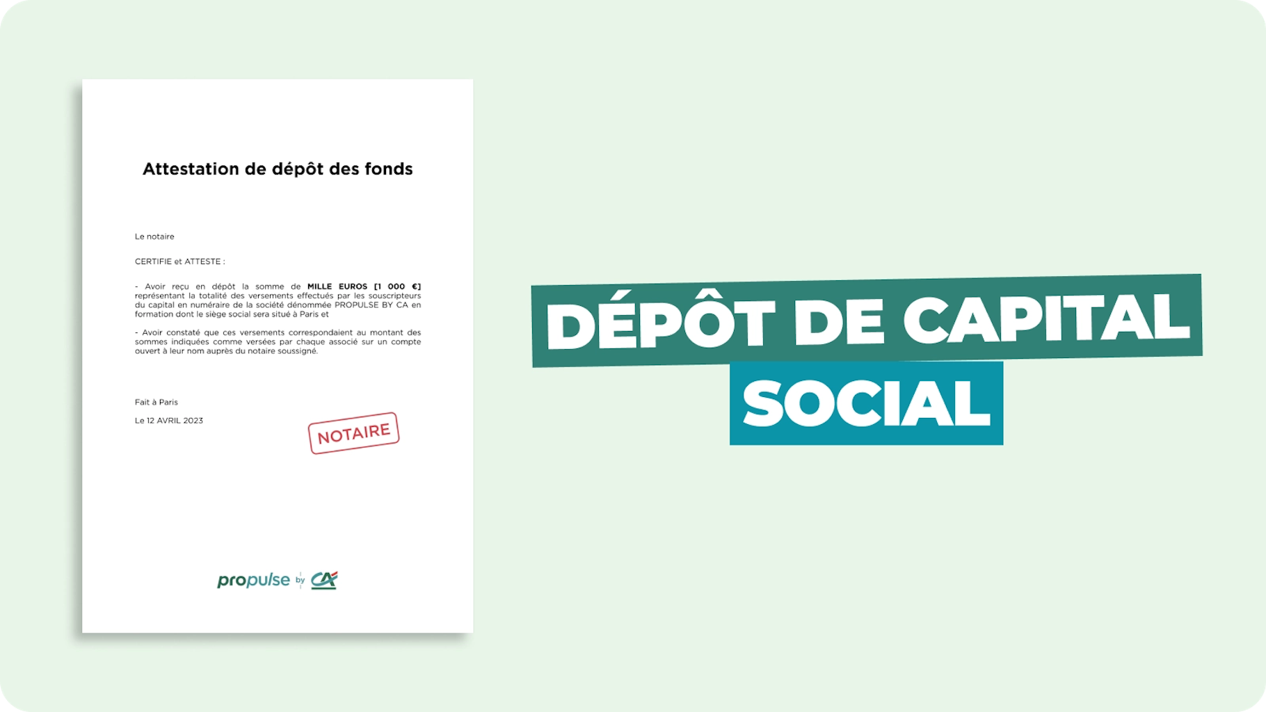 Dépôt de capital social