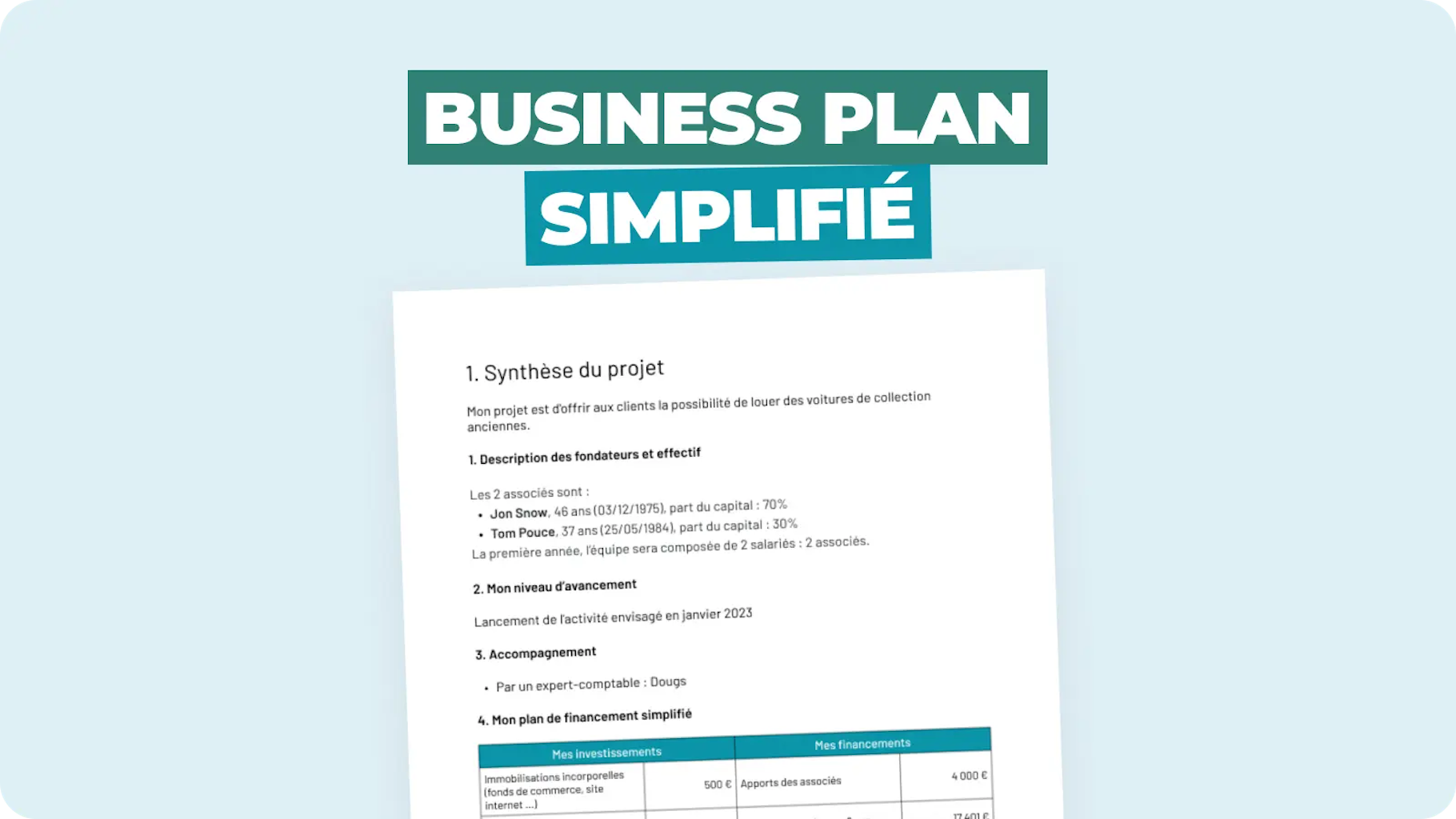Business plan simplifié