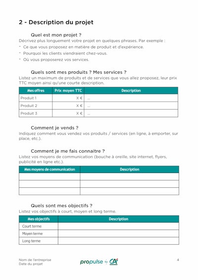 Template business plan vierge page 4 Template business plan vierge page 4