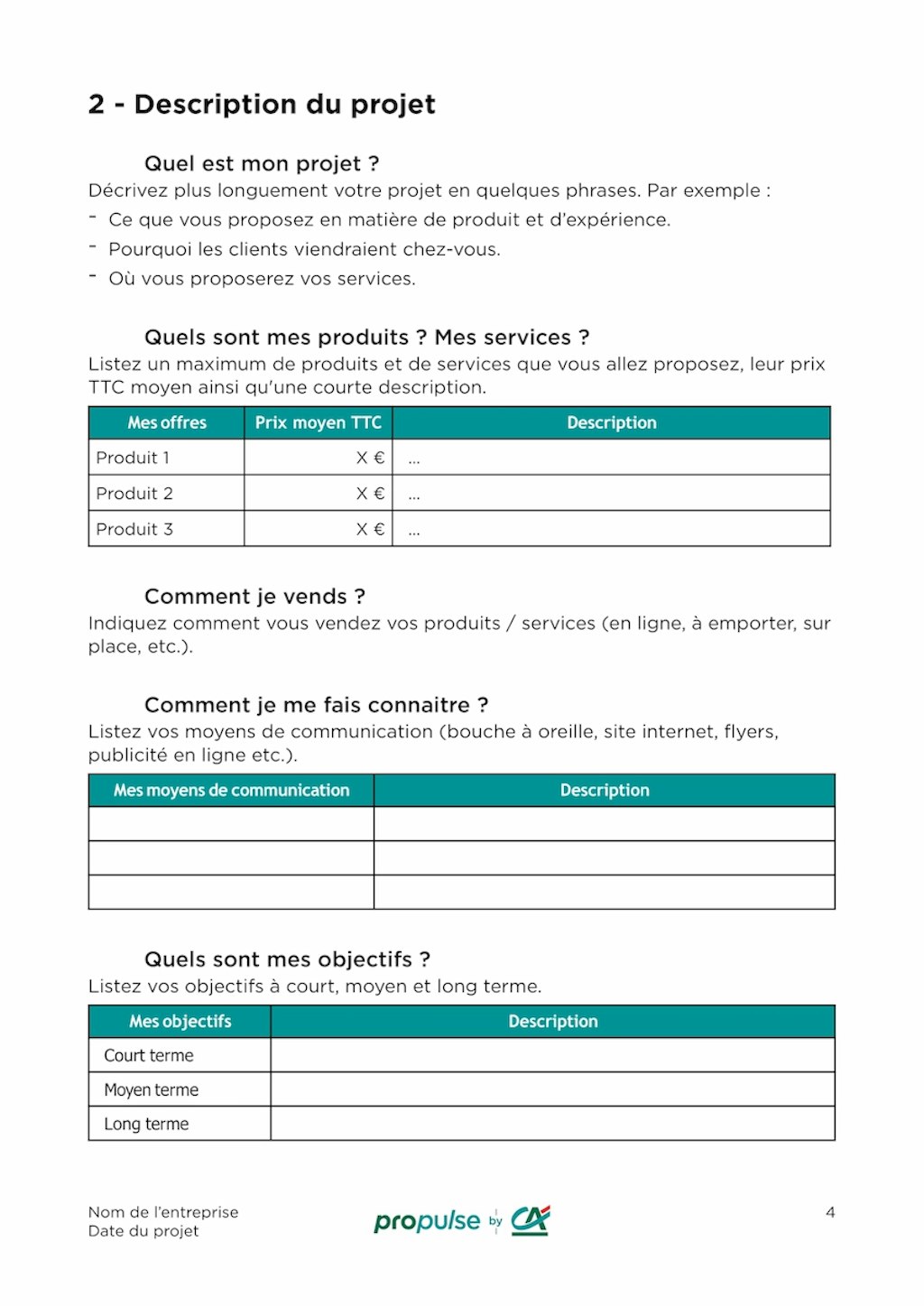 Template business plan vierge page 4