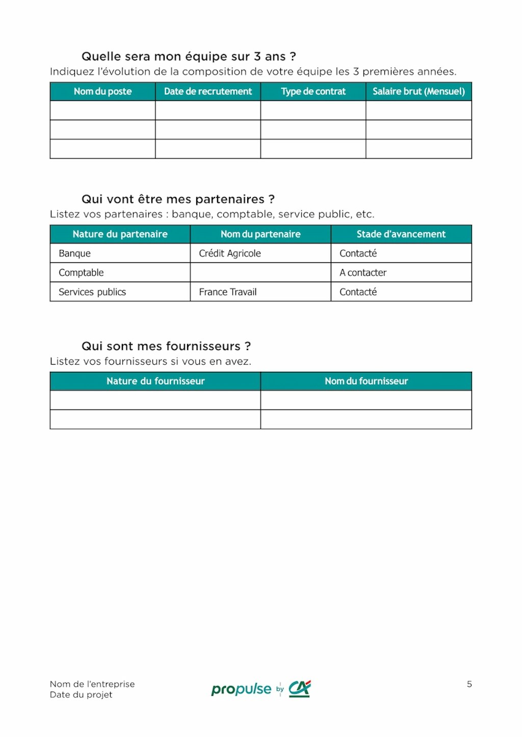 Template business plan vierge page 5