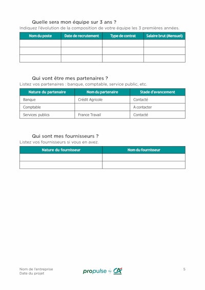 Template business plan vierge page 5