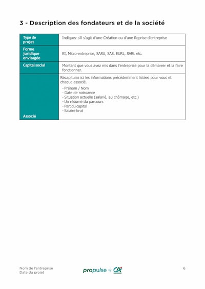 Template business plan vierge page 6
