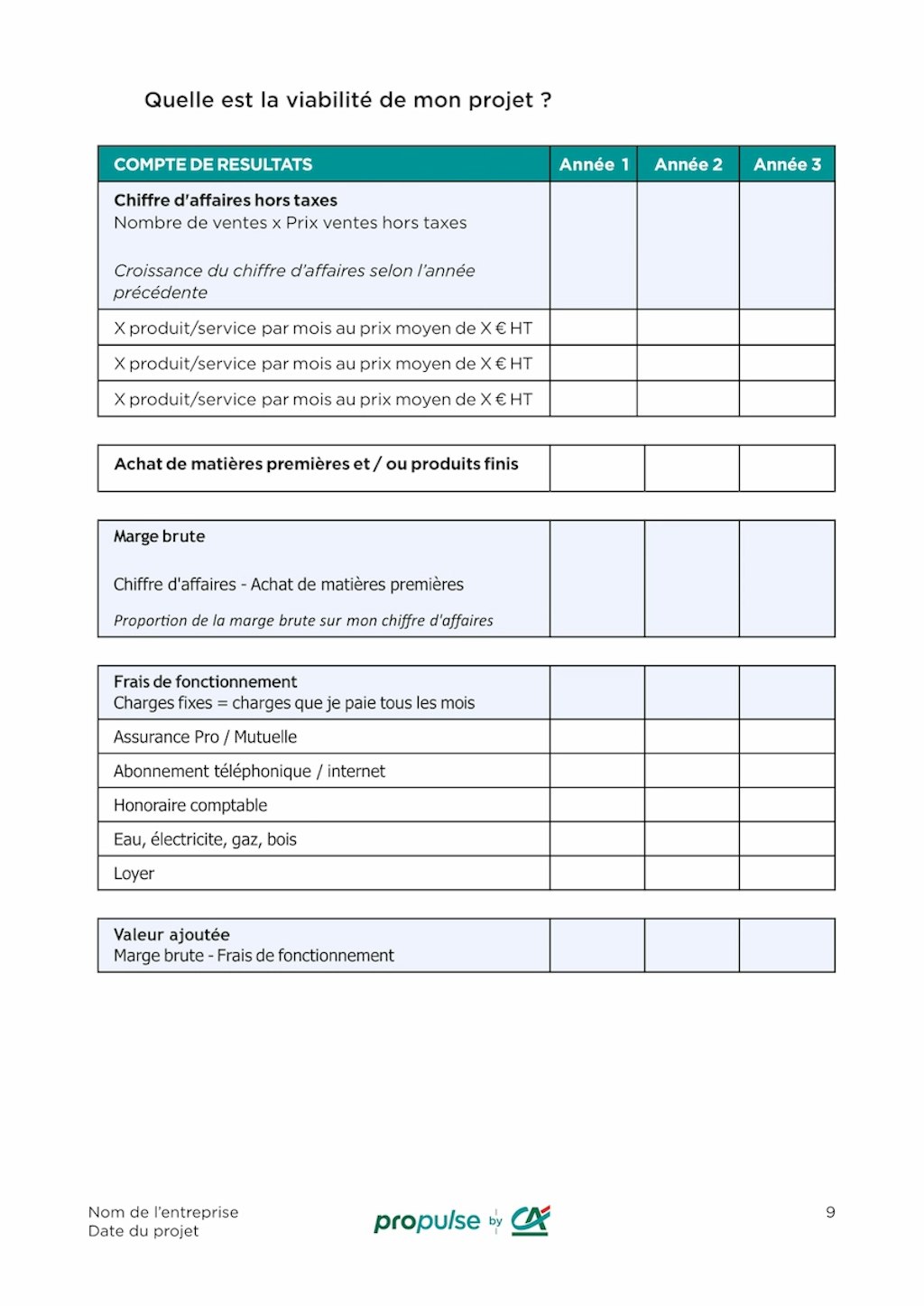 Template business plan vierge page 9
