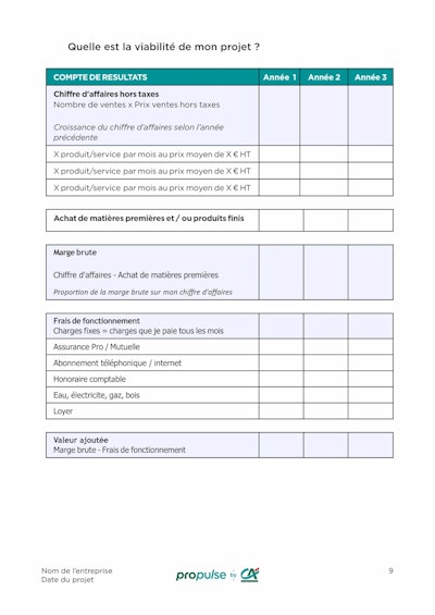 Template business plan vierge page 9