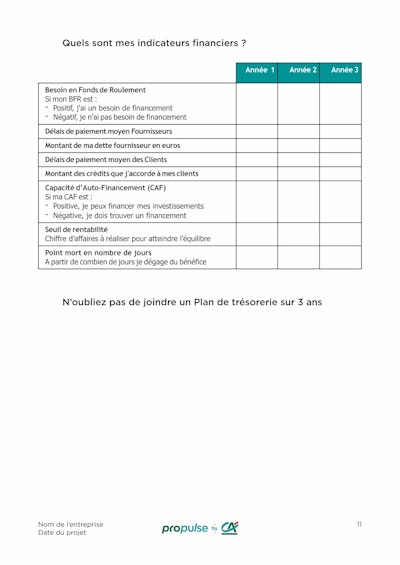 Template business plan vierge page 11 Template business plan vierge page 11
