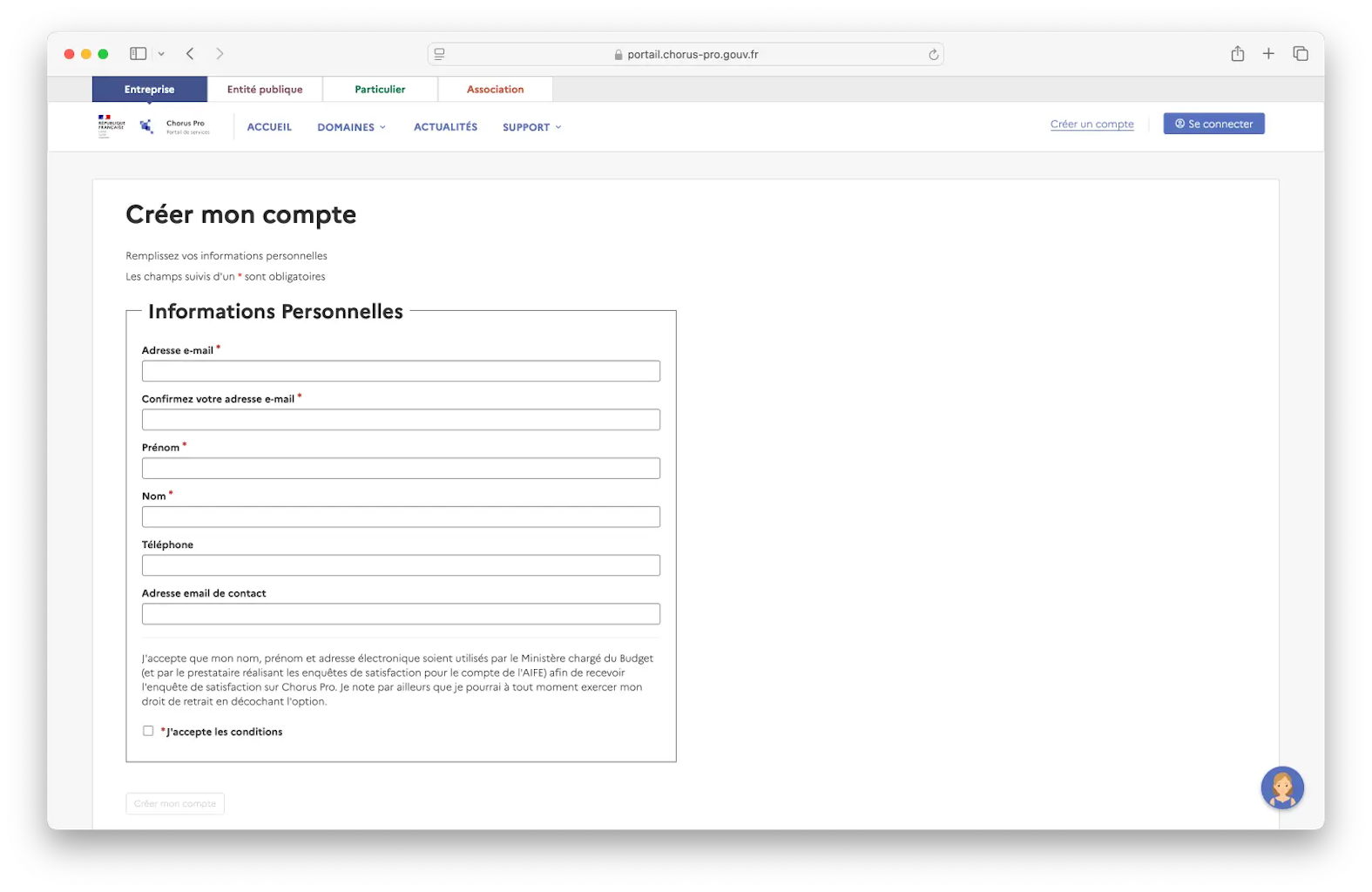 créer un compte sur Chorus Pro créer un compte sur Chorus Pro