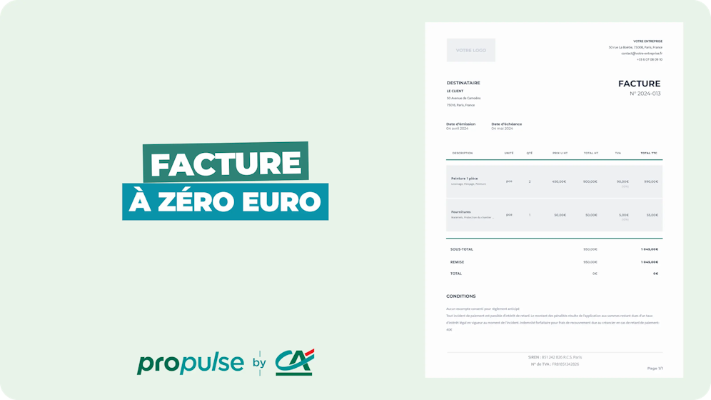 Facture à zéro euro