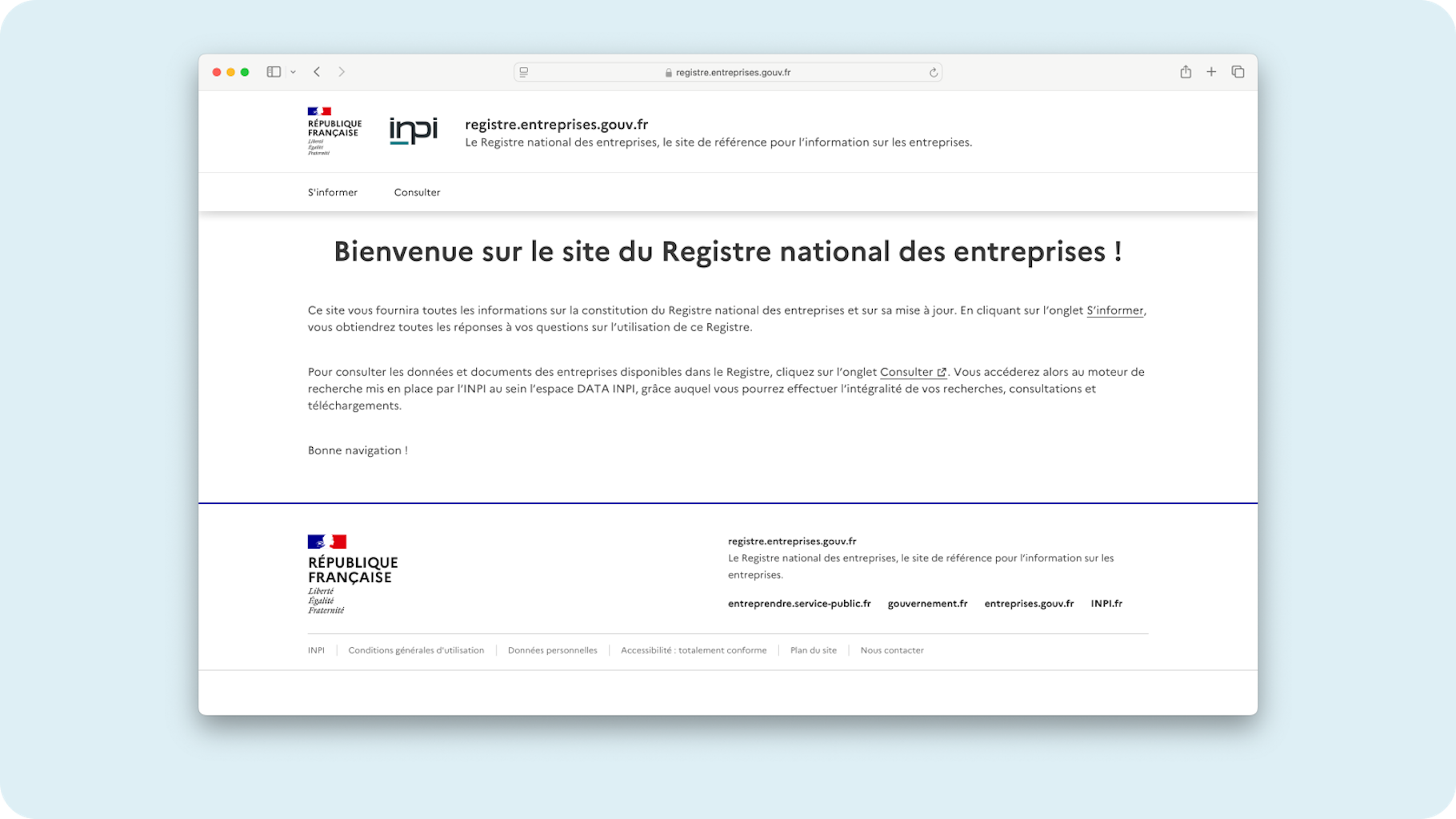 Registre national des entreprises