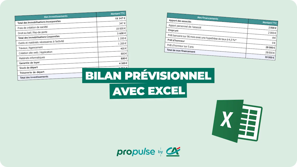 Bilan prévisionnel avec Excel