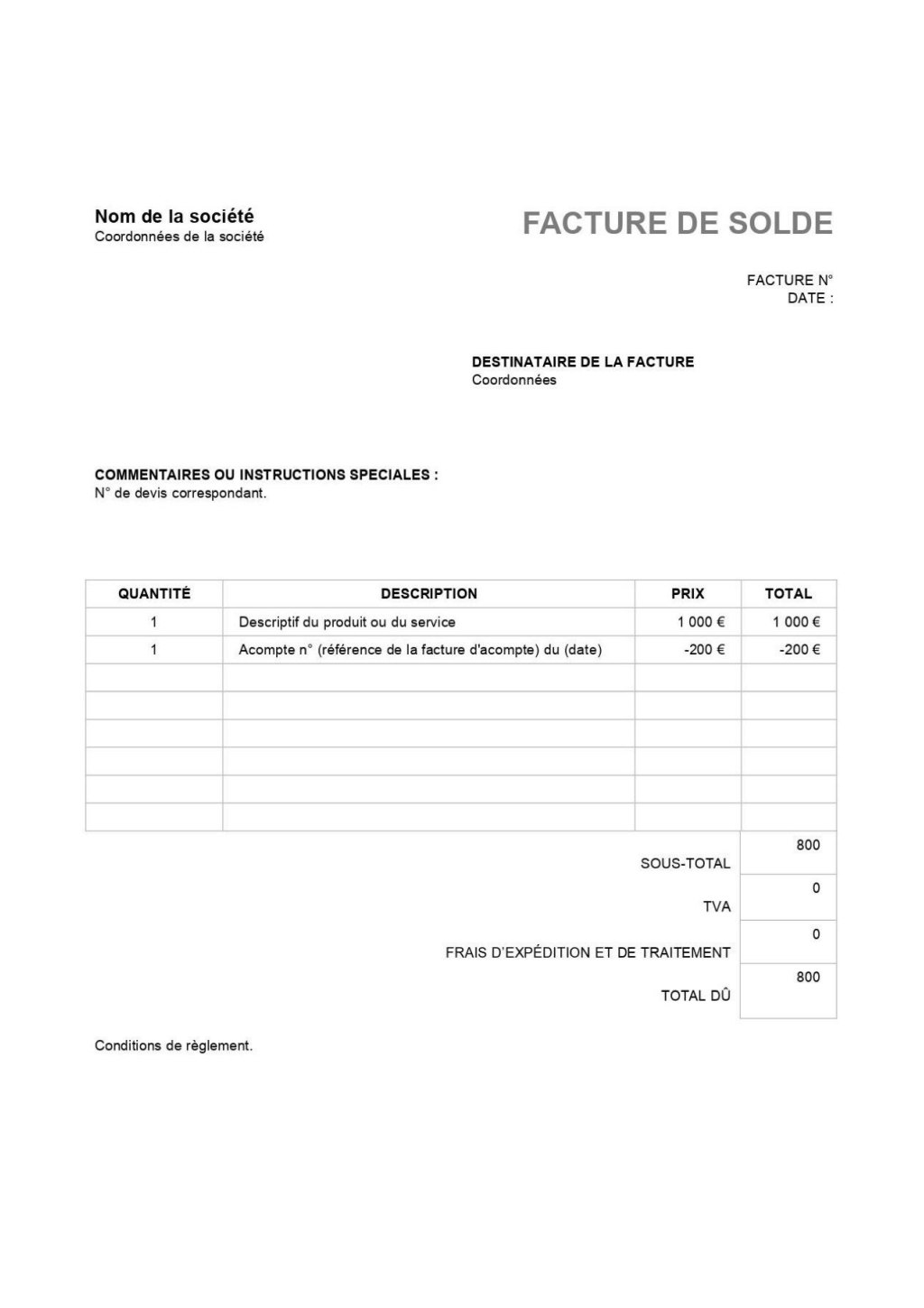 Facture de solde