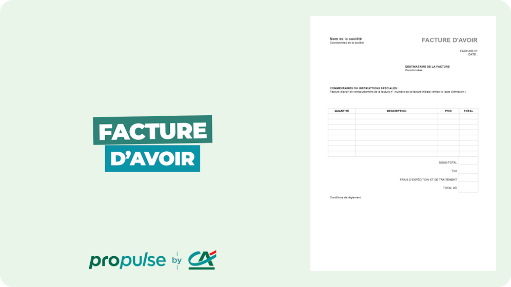 Facture d'avoir Facture d'avoir