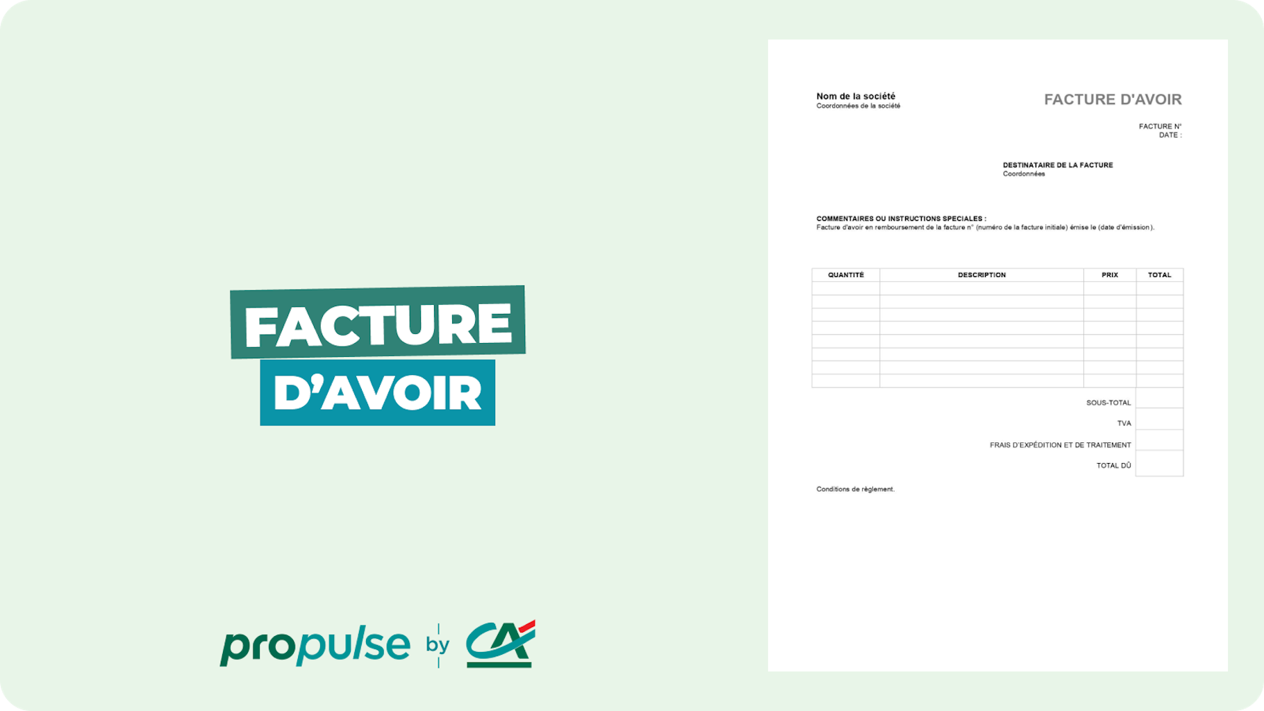 Facture d'avoir
