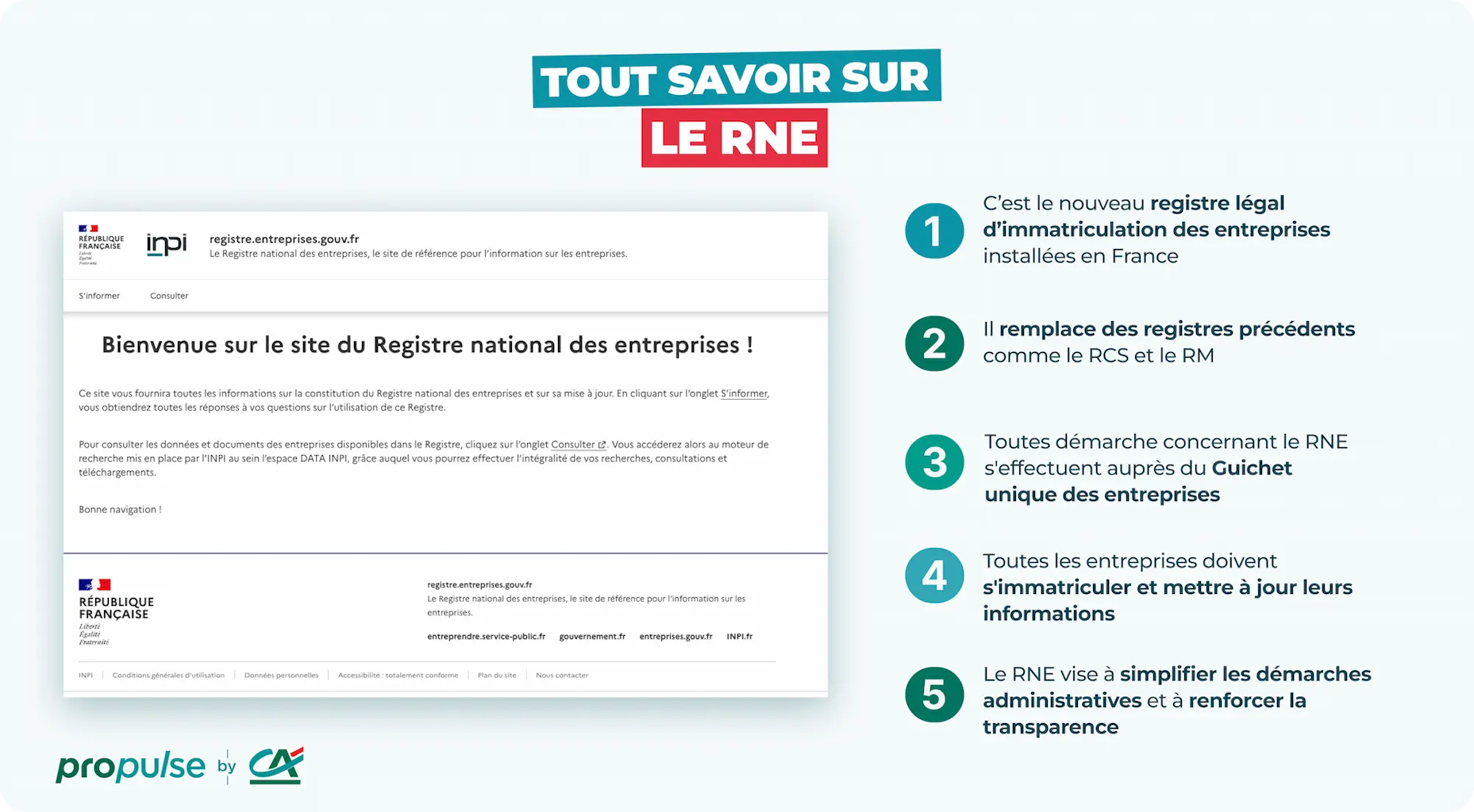 Le Registre National des Entreprises Le Registre National des Entreprises