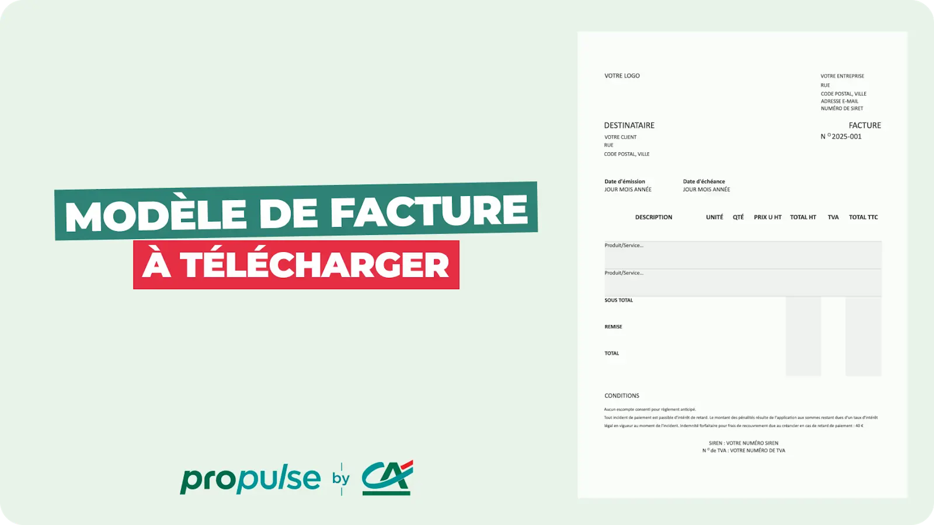 Modèle de facture professionnel