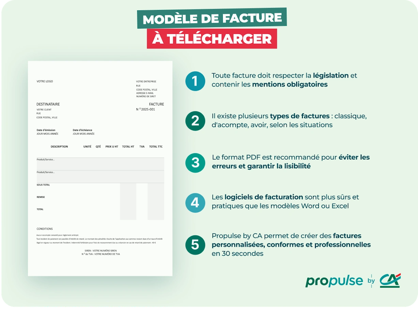 Modèle de facture à télécharger