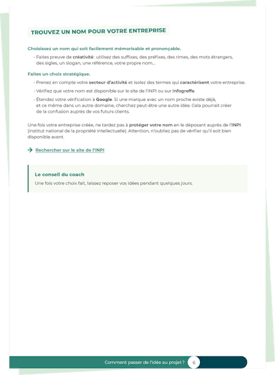 Aperçu Guide création d'entreprise page 6 Aperçu Guide création d'entreprise page 6