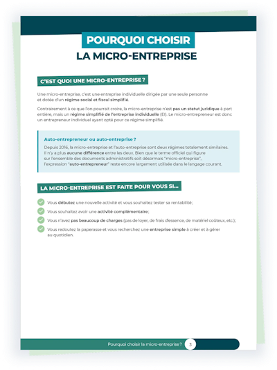 Aperçu Guide micro-entreprise page 3 Aperçu Guide micro-entreprise page 3