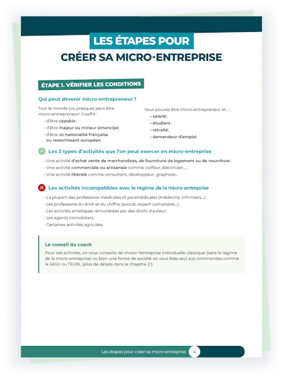 Aperçu Guide micro-entreprise page 6 Aperçu Guide micro-entreprise page 6