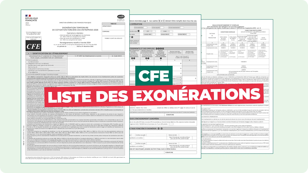 Exonérations de CFE Exonérations de CFE