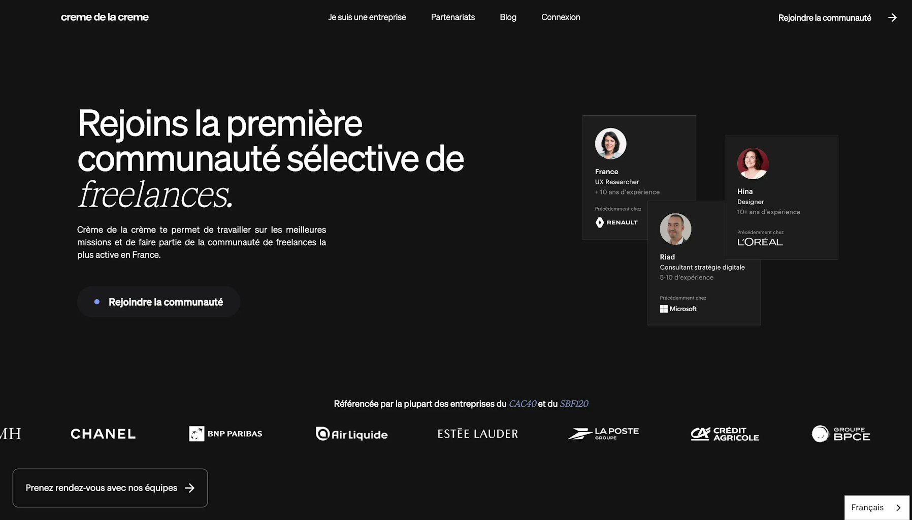 Home page Creme de la creme