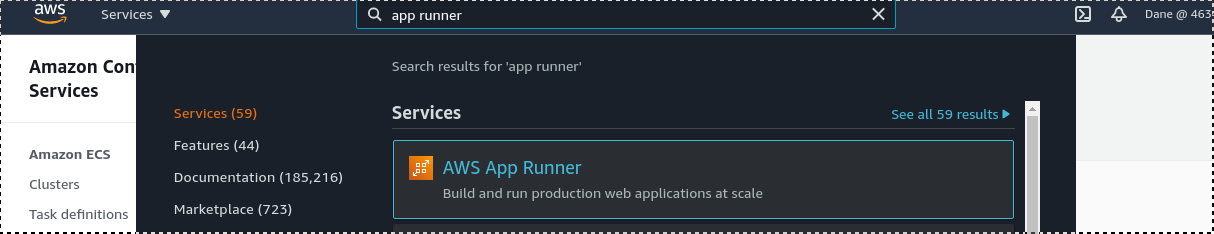Image of AWS console