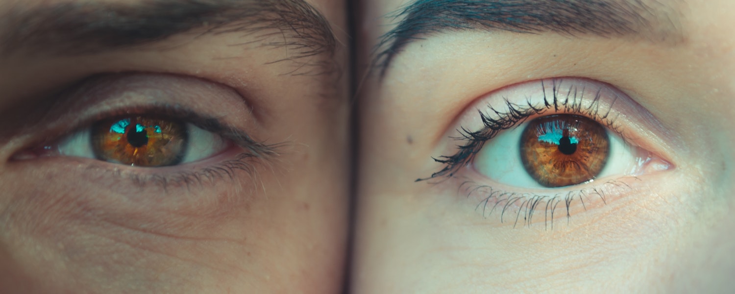 Highlight of two people's eyes.