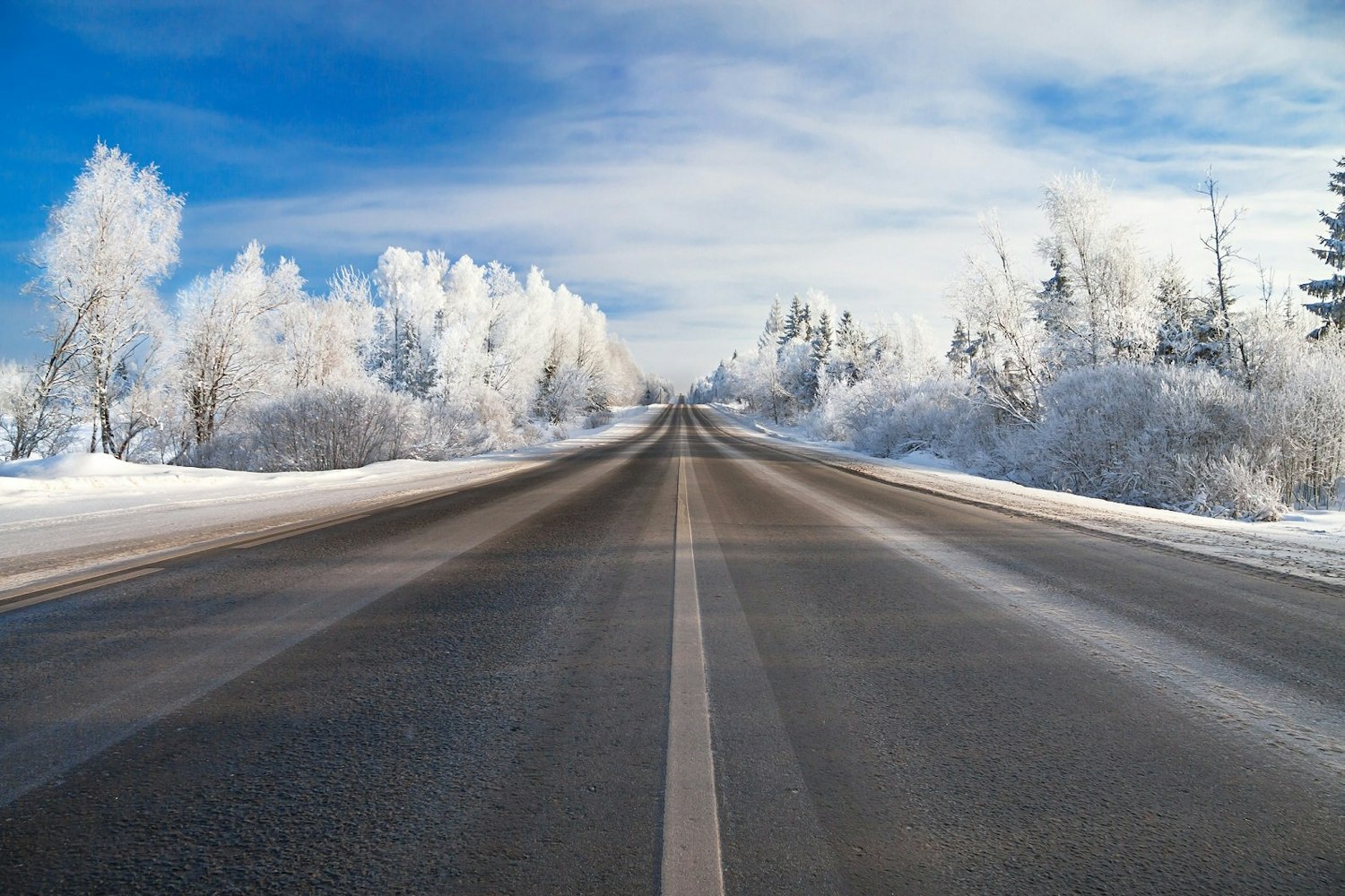 Besneeuwde weg